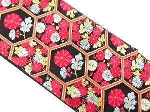 アンティーク　亀甲に菊模様織出し袋帯（着用可）